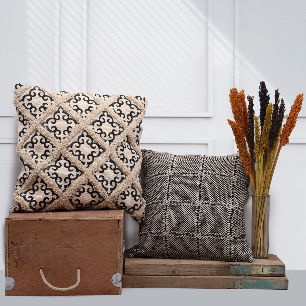 Funda de Cojín Clásico - Chevron Ancho Gris - 40x40cm