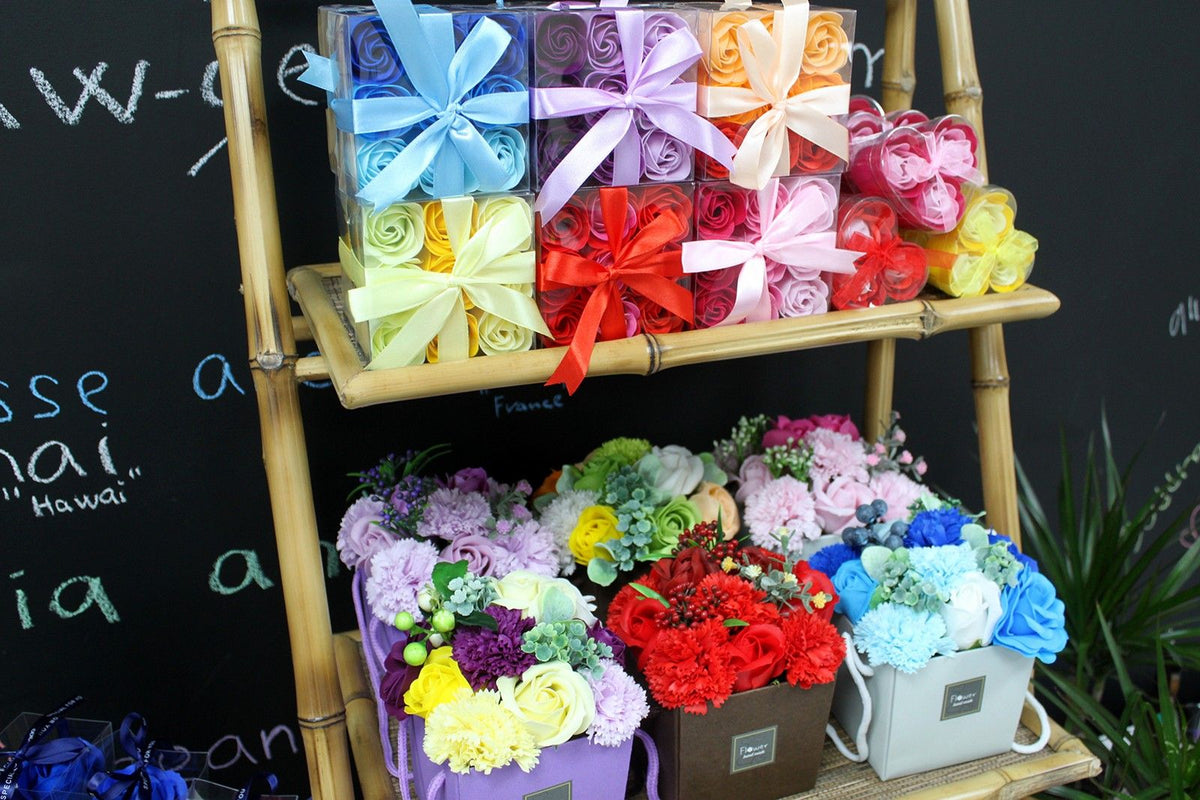 9er Set Seifenblumen – rote Rosen
